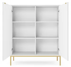 Piaski Komoda Nova 104 cm biela/zlatá