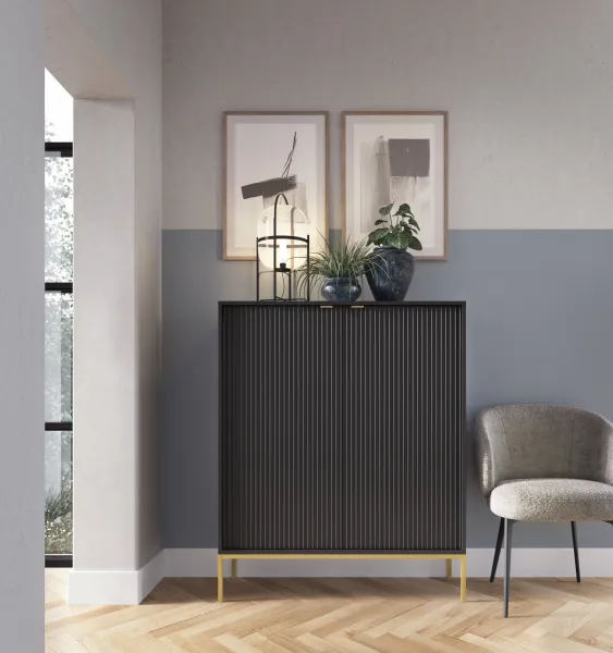 Piaski Komoda Nova 104 cm čierna/zlatá