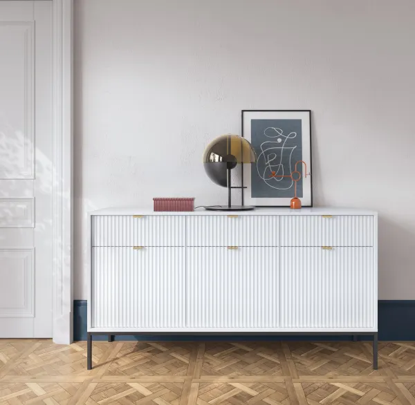 Piaski Komoda Nova 154 cm biela/čierna