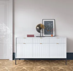 Piaski Komoda Nova 154 cm biela/čierna