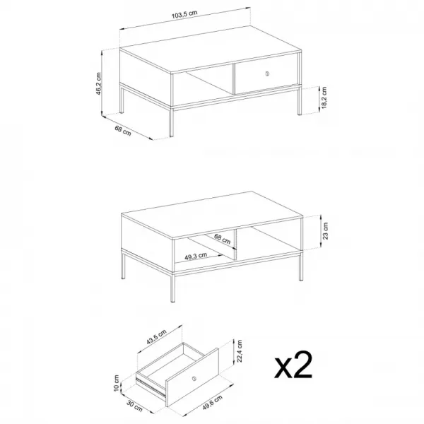 Piaski Konferenčný stolík Mono II 104 cm modrý/čierny