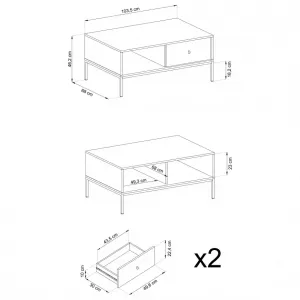 Piaski Konferenčný stolík Mono II 104 cm modrý/čierny