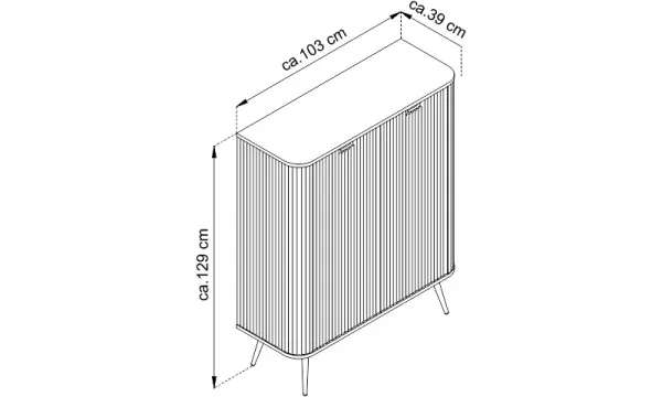 Piaski Komoda Zova 103 cm čierna/čierny rám