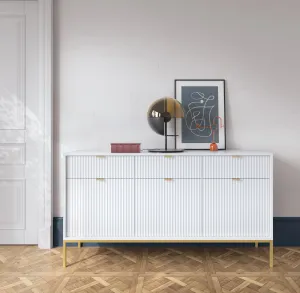 Piaski Komoda Nova 154 cm biela/zlatá