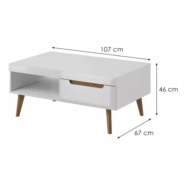 Piaski Konferenčný stolík Nordi 107 cm biely/dub Riviéra