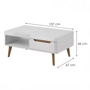 Piaski Konferenčný stolík Nordi 107 cm biely/dub Riviéra