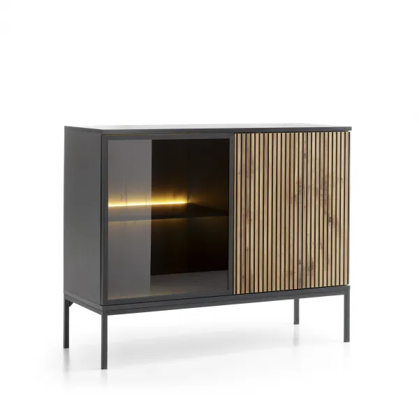 Piaski Komoda Sento s LED osvetlením 104 cm dub wotan/čierna