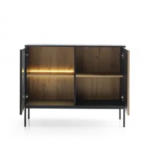 Piaski Komoda Sento s LED osvetlením 104 cm dub wotan/čierna
