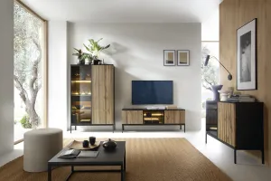 Piaski Komoda Sento s LED osvetlením 104 cm dub wotan/čierna
