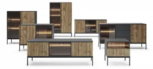 Piaski Komoda Sento s LED osvetlením 104 cm dub wotan/čierna