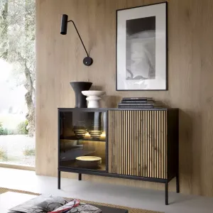 Piaski Komoda Sento s LED osvetlením 104 cm dub wotan/čierna