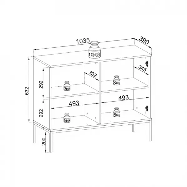 Piaski Komoda Sento s LED osvetlením 104 cm dub wotan/čierna