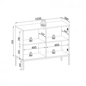 Piaski Komoda Sento s LED osvetlením 104 cm dub wotan/čierna