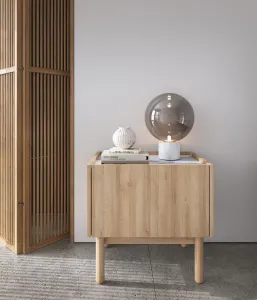 Piaski Nočný stolík Boho La 50 cm dub riviéra/biely mramor