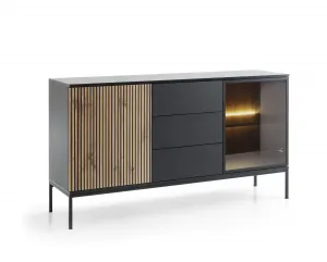 Piaski Komoda Sento s LED osvetlením 154 cm dub wotan/čierna