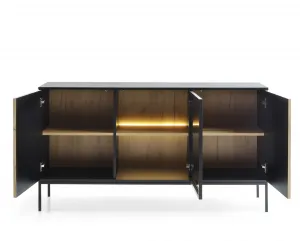 Piaski Komoda Sento s LED osvetlením 154 cm dub wotan/čierna