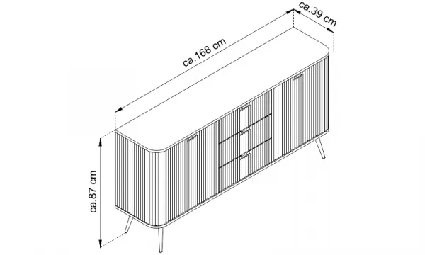 Piaski Komoda Zova 168 cm čierna/čierny rám