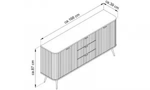 Piaski Komoda Zova 168 cm čierna/čierny rám