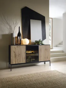 Piaski Komoda Sento s LED osvetlením 154 cm dub wotan/čierna II
