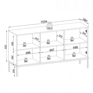 Piaski Komoda Sento s LED osvetlením 154 cm dub wotan/čierna II