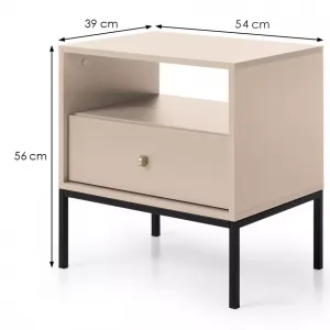 Piaski Nočný stolík Mono II 54 cm béžový/čierny