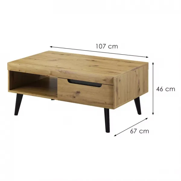 Piaski Konferenčný stolík Nordi 107 cm čierny/dub artisan