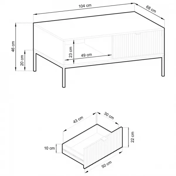 Piaski Konferenčný stolík Nova 104 cm biely/čierny