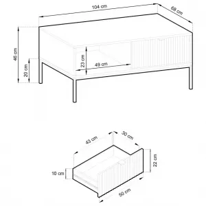 Piaski Konferenčný stolík Nova 104 cm biely/čierny
