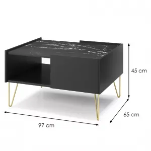 Piaski Konferenčný stolík Harmony Va 97 cm čierny/čierny mramor