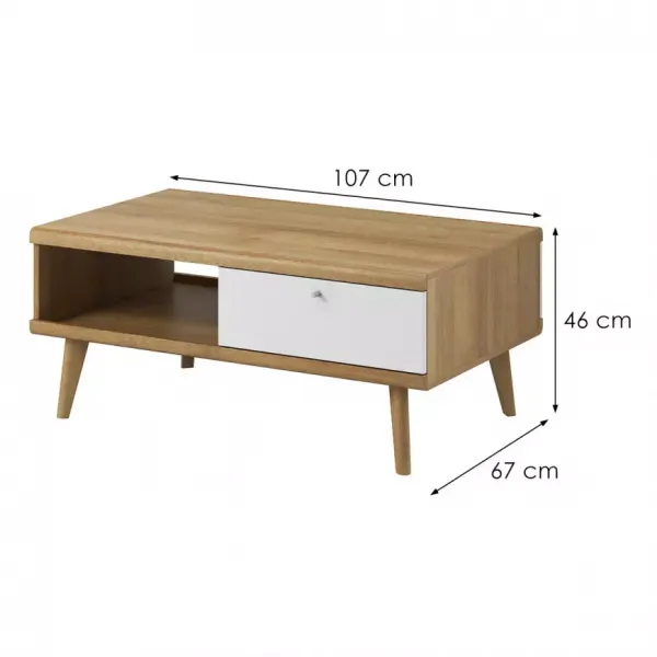 Piaski Konferenčný stolík Primo 107 cm dub Riviéra/biely