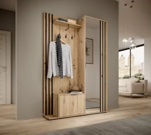 Piaski Predsieňová stena Nelly 131 cm dub artisan/čierna