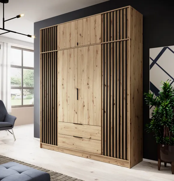 Piaski Nástavec na skriňu Nelly 206 cm dub artisan/čierny