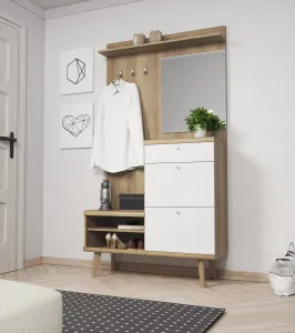 Piaski Predsieňová stena Primo 110 cm dub Riviéra/biela
