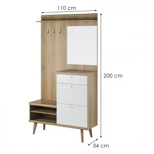 Piaski Predsieňová stena Primo 110 cm dub Riviéra/biela