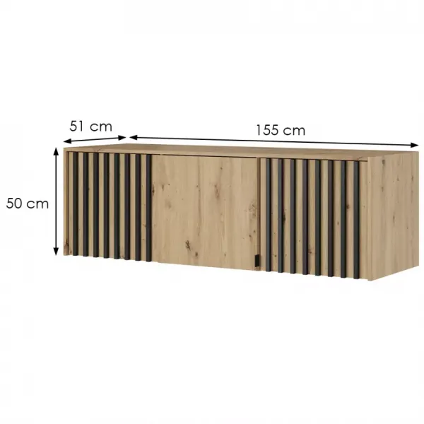 Piaski Nástavec na skriňu Nelly 155 cm dub artisan/čierny