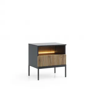 Piaski Nočný stolík Sento s LED osvetlením 54 cm dub wotan/čierny