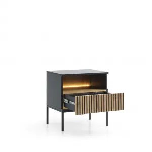 Piaski Nočný stolík Sento s LED osvetlením 54 cm dub wotan/čierny