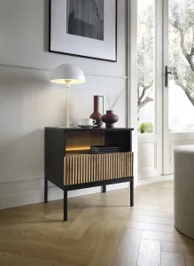 Piaski Nočný stolík Sento s LED osvetlením 54 cm dub wotan/čierny