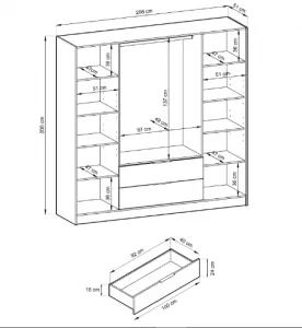 Piaski Šatníková skriňa Kelly 4D 206 cm dub artisan