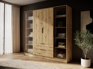 Piaski Šatníková skriňa Kelly 4D RD s policami 206 cm dub artisan