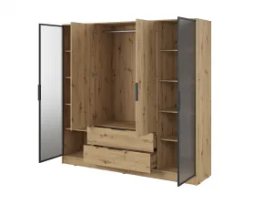 Piaski Šatníková skriňa Kelly 4D RD s tyčou 206 cm dub artisan