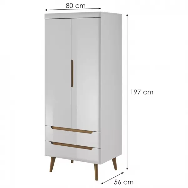 Piaski Šatníková skriňa Nordi 80 cm biela/dub Riviéra