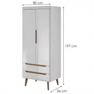 Piaski Šatníková skriňa Nordi 80 cm biela/dub Riviéra