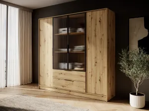 Piaski Šatníková skriňa Kelly 4D RM s policami 206 cm dub artisan