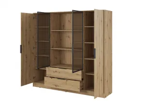 Piaski Šatníková skriňa Kelly 4D RM s policami 206 cm dub artisan