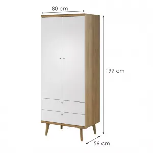 Piaski Šatníková skriňa Primo 80 cm dub Riviéra/biela