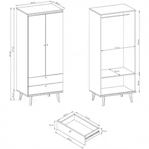 Piaski Šatníková skriňa Primo 80 cm dub Riviéra/biela