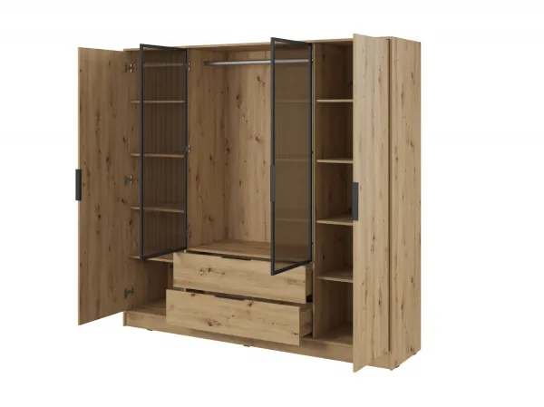 Piaski Šatníková skriňa Kelly 4D RM s tyčou 206 cm dub artisan