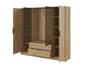Piaski Šatníková skriňa Kelly 4D RM s tyčou 206 cm dub artisan