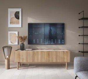 Piaski TV stolík Boho La 144 cm dub riviera/biely mramor